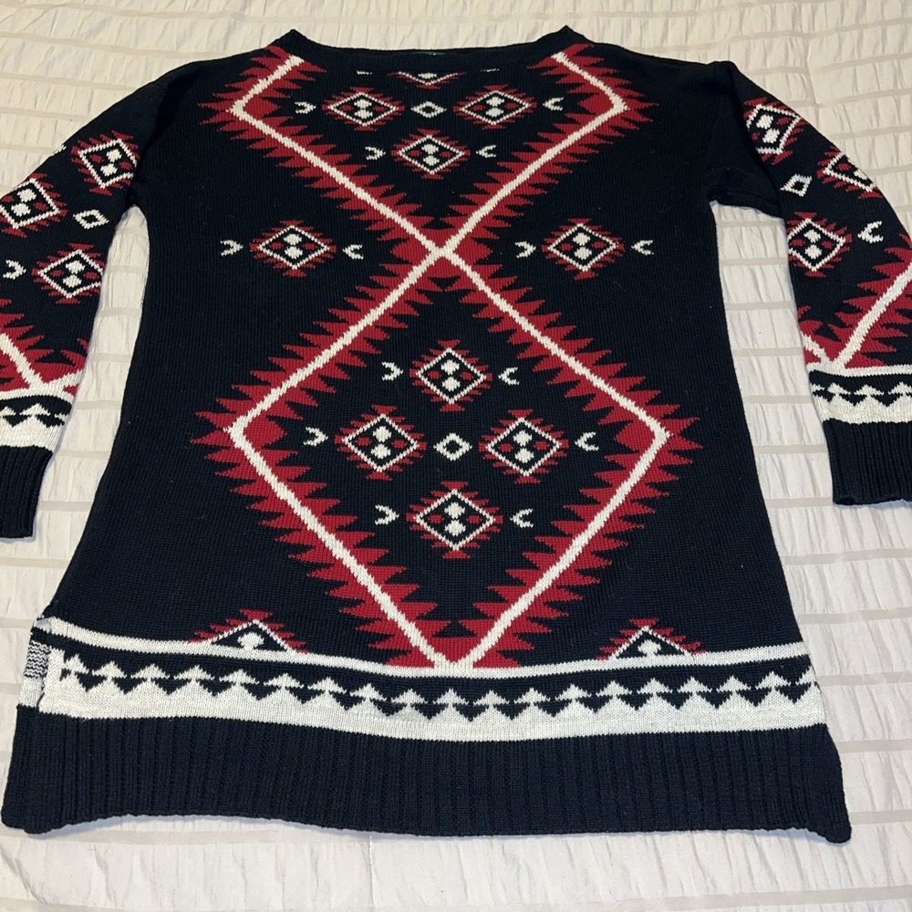 Lauren Ralph Lauren Cotton Southwest Aztec Geometric Oversized Country Sweater